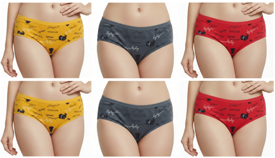 REONY Pack of 6 Cotton Blend Hipster For Women ( Multi Color )