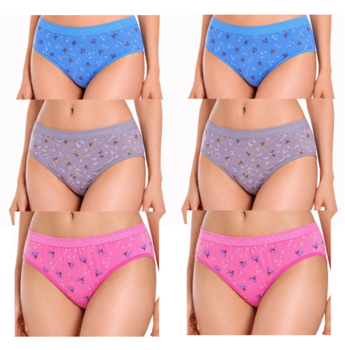 REONY Pack of 6 Cotton Blend Hipster For Women ( Multicolor )