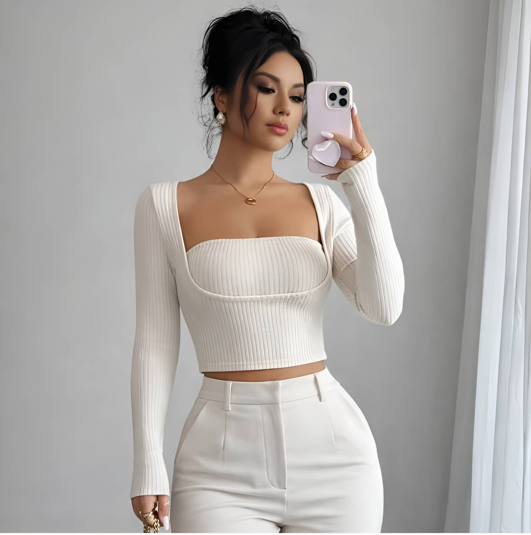 Traquila Women's Cotton Crop Top ( Cream )