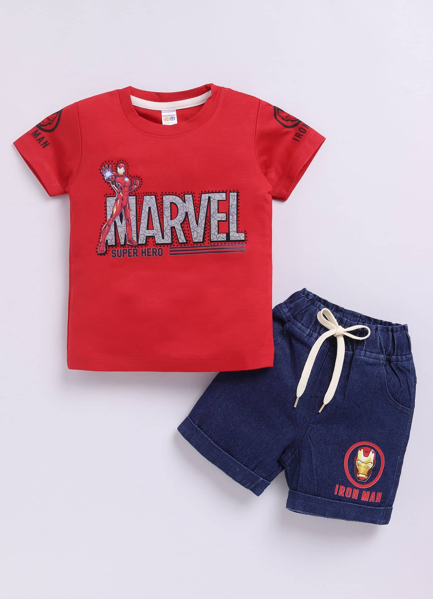 Little Ninja Pack of 1 Boys Cotton T-Shirt & Shorts Set ( Multicolor )