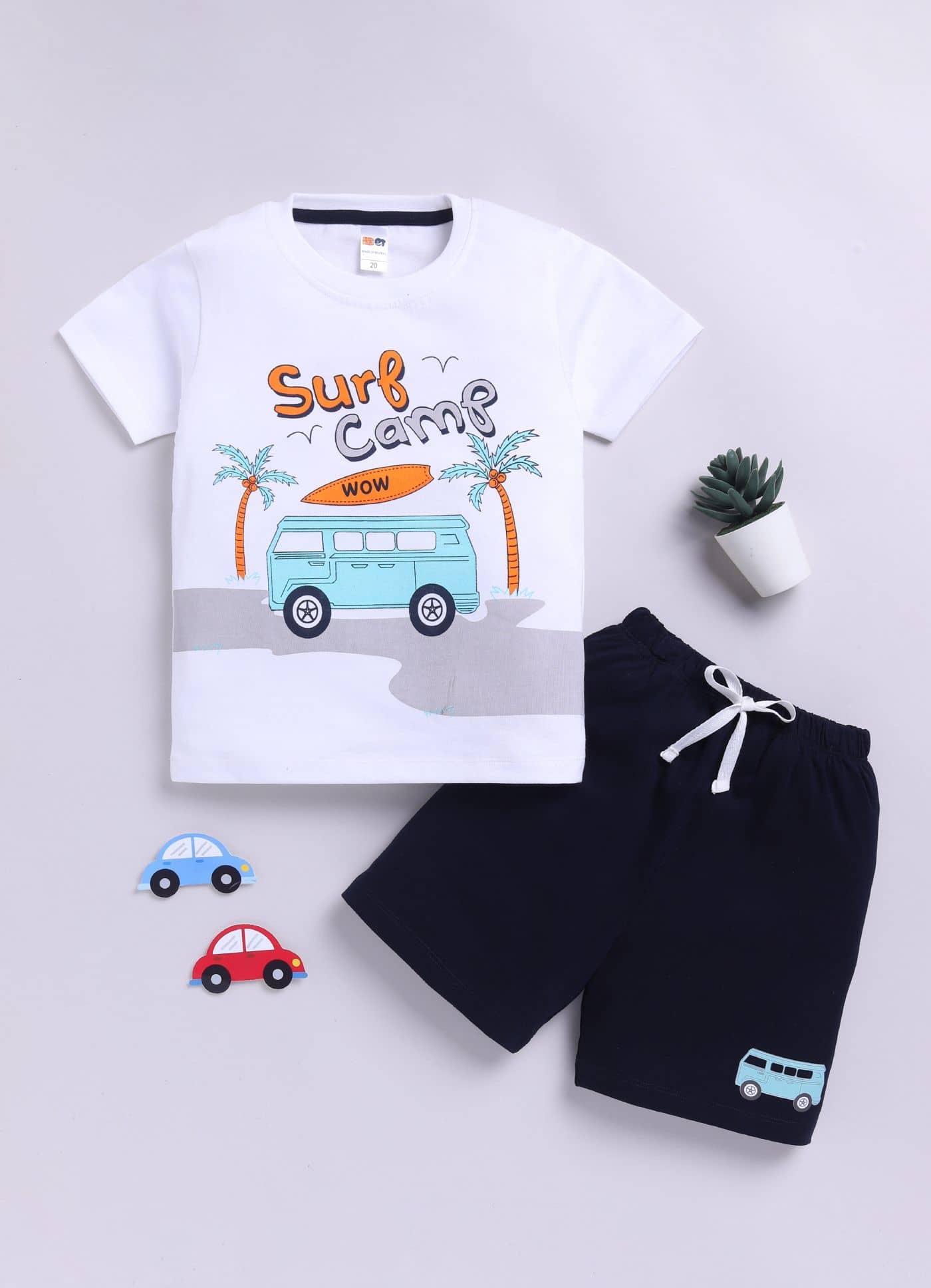 Little Ninja Pack of 1 Boys Cotton T-Shirt & Shorts Set ( Multicolor )