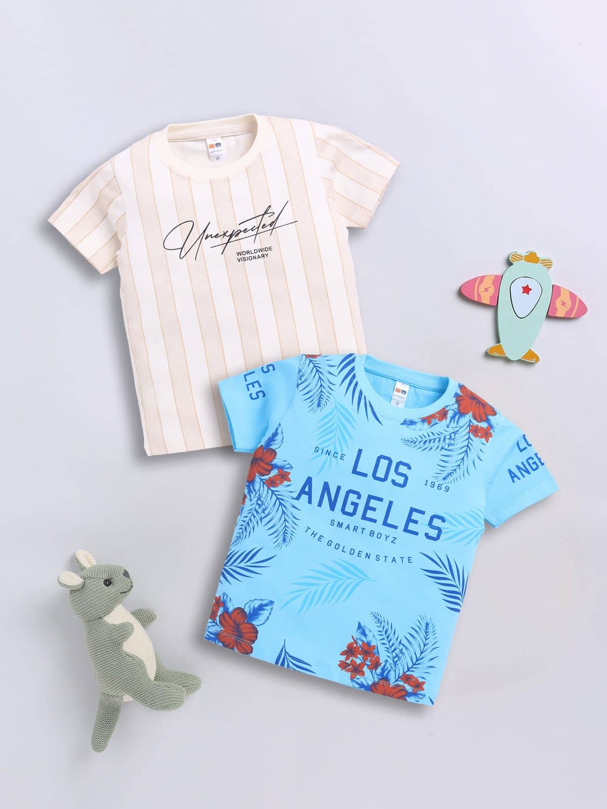 Little Ninja Pack of 2 Baby Boys Cotton T-Shirt ( Multicolor )