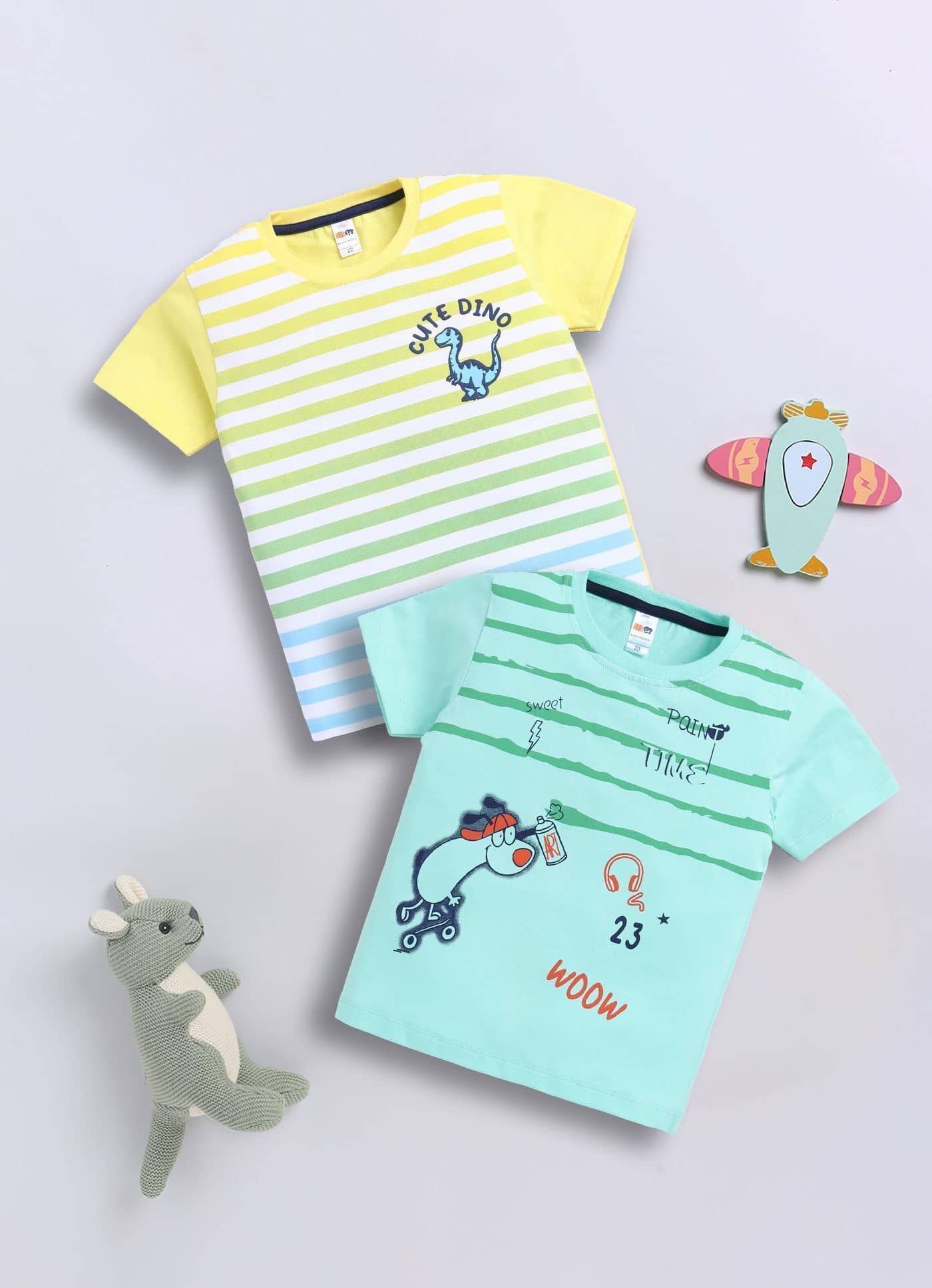Little Ninja Pack of 2 Baby Boys Cotton T-Shirt ( Multicolor )