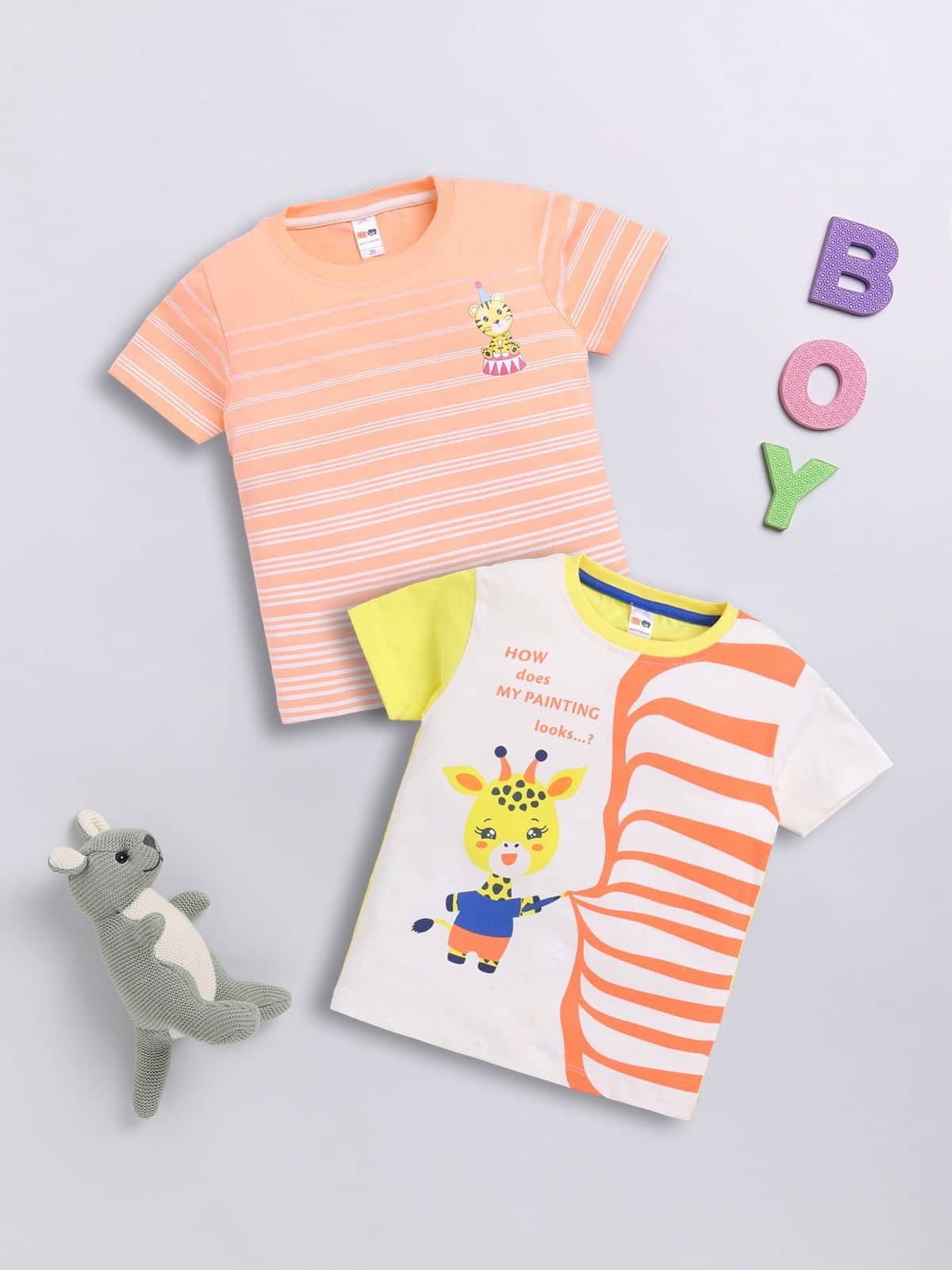 Little Ninja Pack of 2 Baby Boys Cotton T-Shirt ( Multicolor )