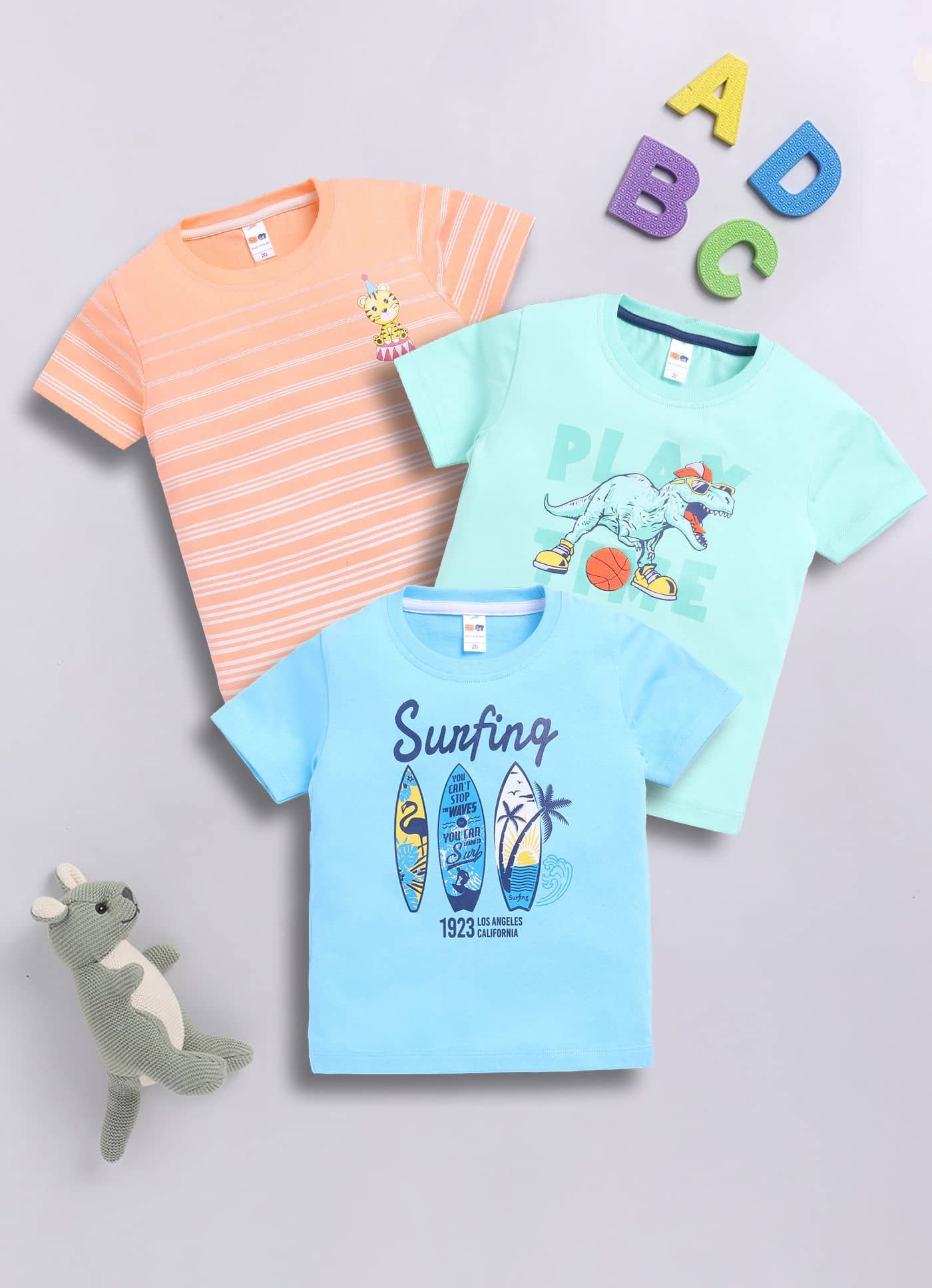 Little Ninja Pack of 3 Baby Boys Cotton T-Shirt ( Multicolor )