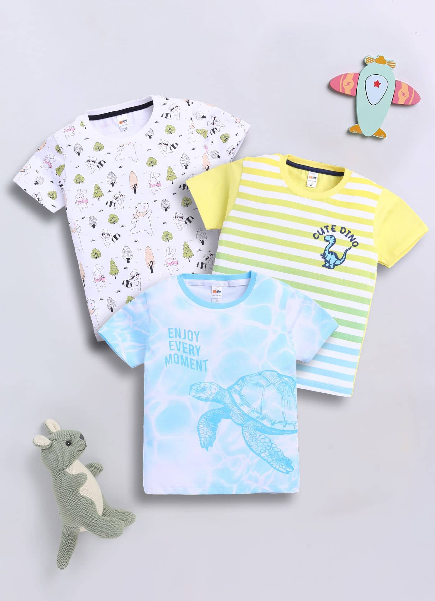 Little Ninja Pack of 3 Baby Boys Cotton T-Shirt ( Multicolor )