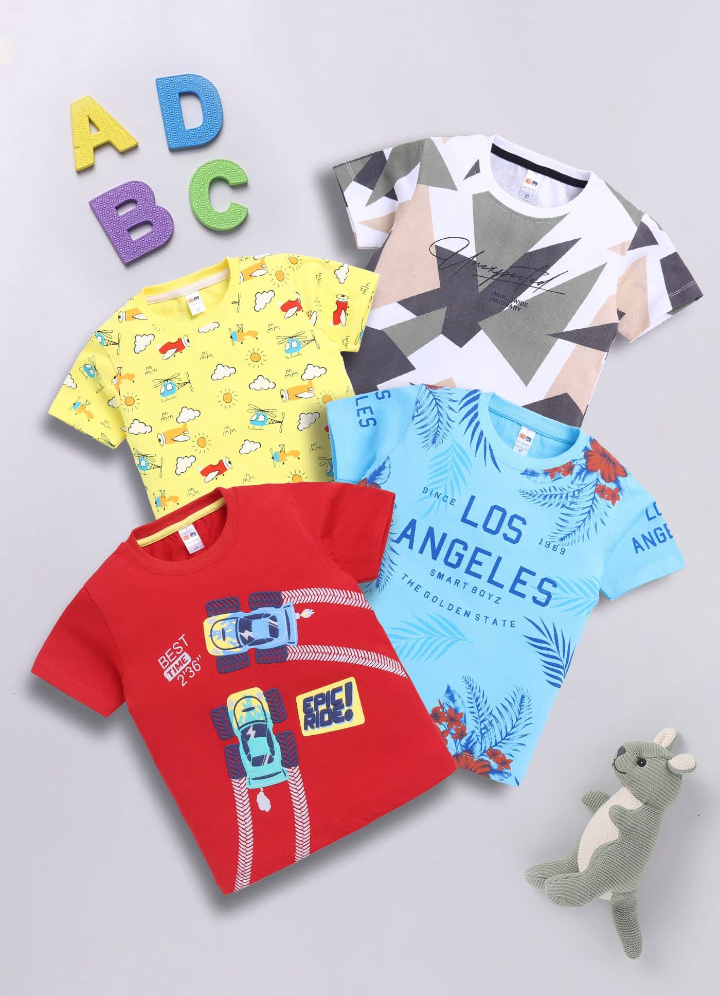 Little Ninja Pack of 4 Baby Boys Cotton T-Shirt ( Multicolor )