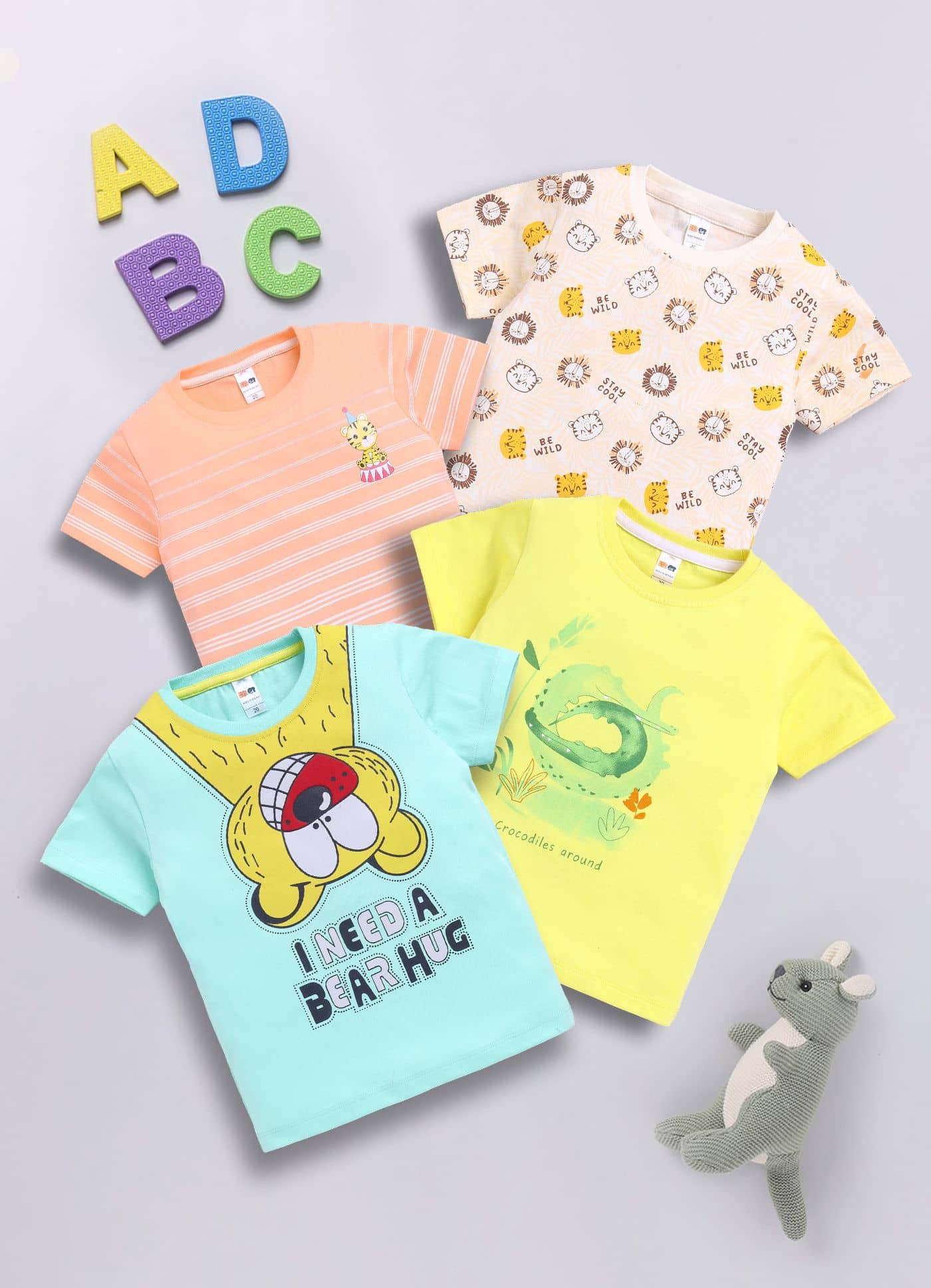 Little Ninja Pack of 4 Baby Boys Cotton T-Shirt ( Multicolor )
