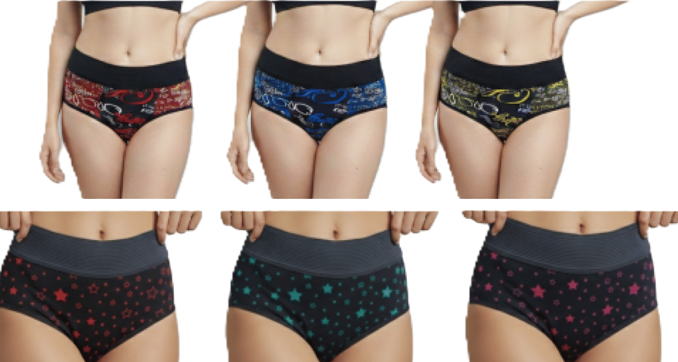 REONY Pack of 6 Cotton Blend Hipster For Women ( Multi Color )