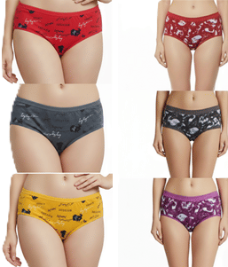 REONY Pack of 6 Cotton Blend Hipster For Women ( Multicolor )