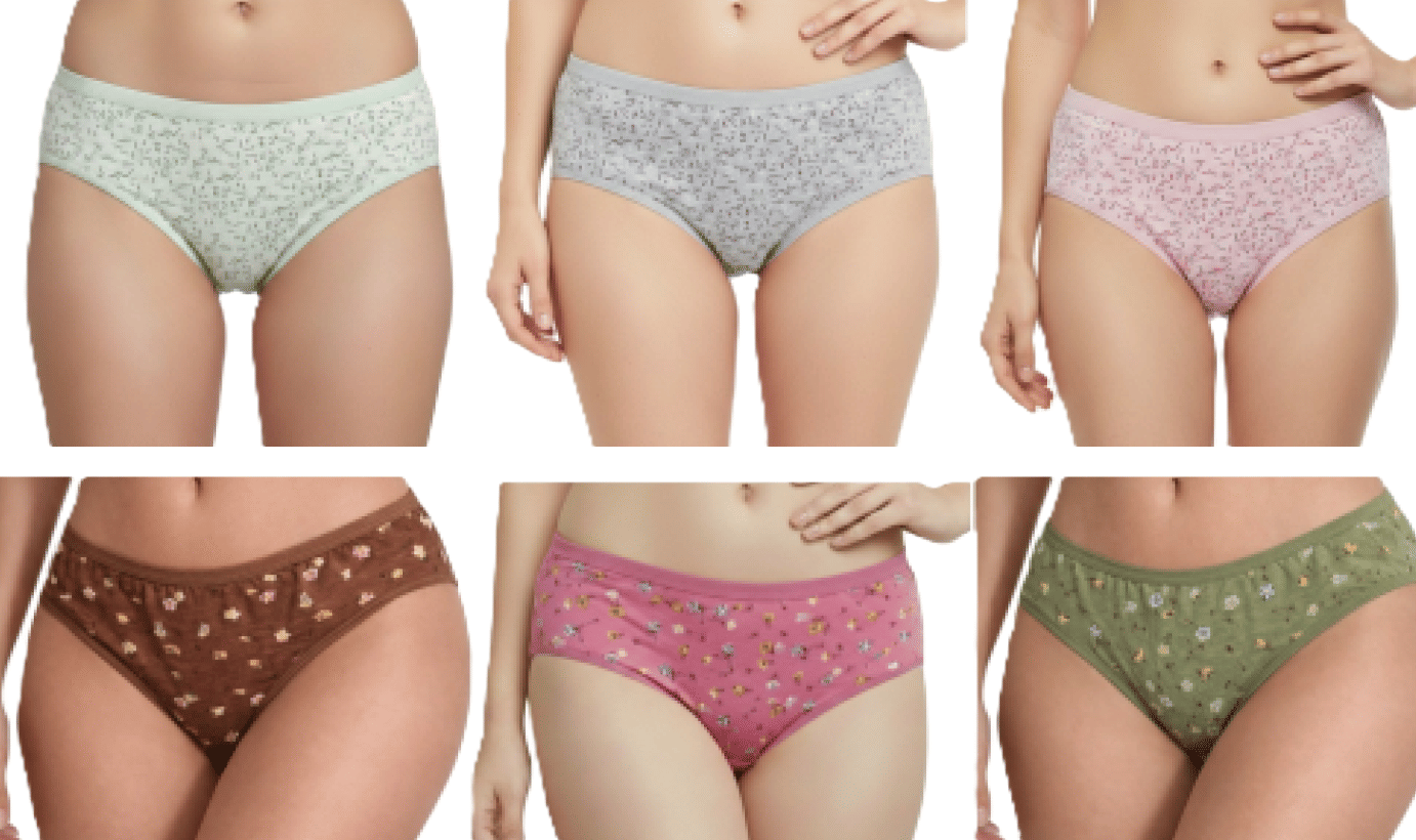 REONY Pack of 6 Cotton Blend Hipster For Women ( Multicolor )