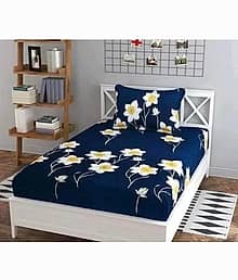 homdazal Multicolor Glace Cotton 1 Single Bedsheet with 1 Pillow Cover ( 150 cm x 225 cm )
