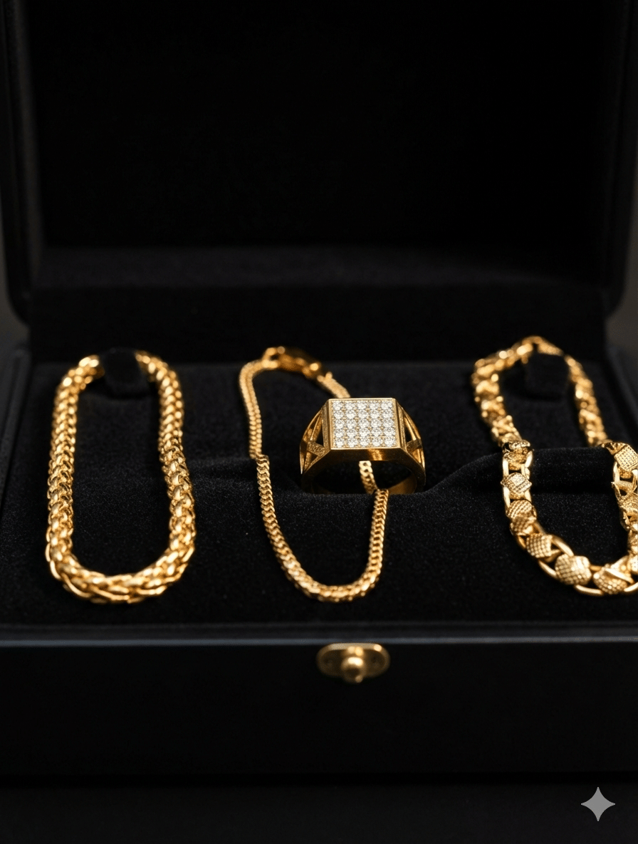 Fadiso Fashion Gold Plated Chains Combo ( Set of 4 )