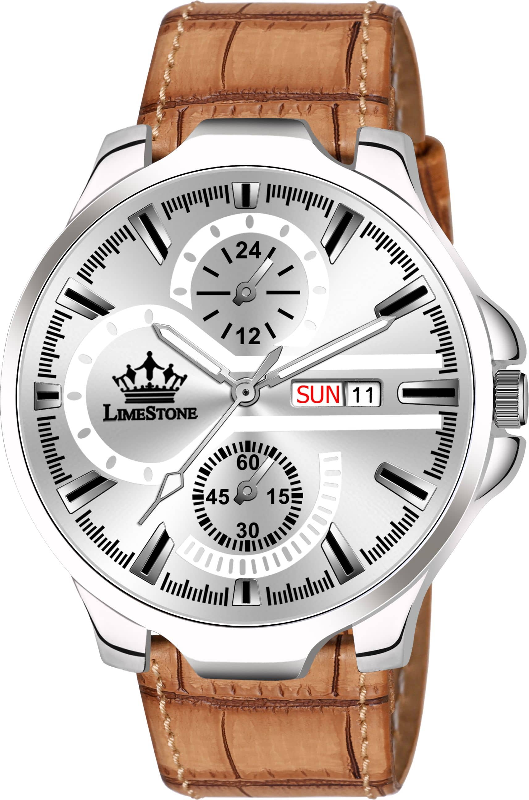 LimeStone Brown Leather Analog Men's Watch