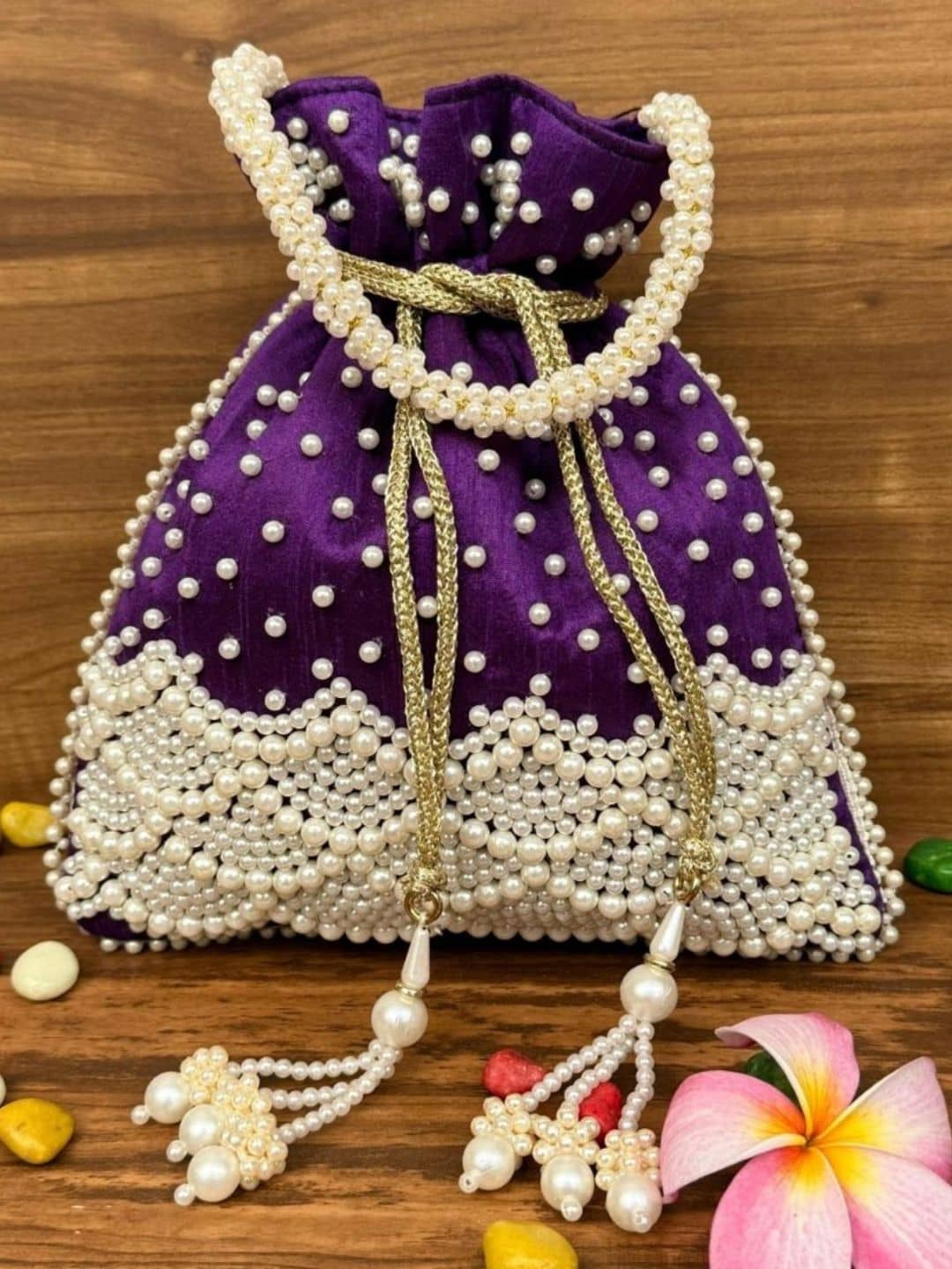 Unravel India Purple Silk Potli - Handbags | Buy online on ZillyBuy