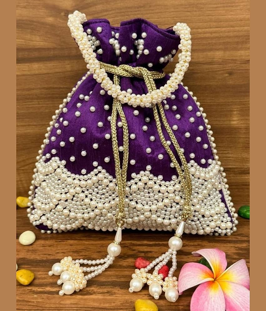 Unravel India Purple Silk Potli - Handbags | Buy online on ZillyBuy