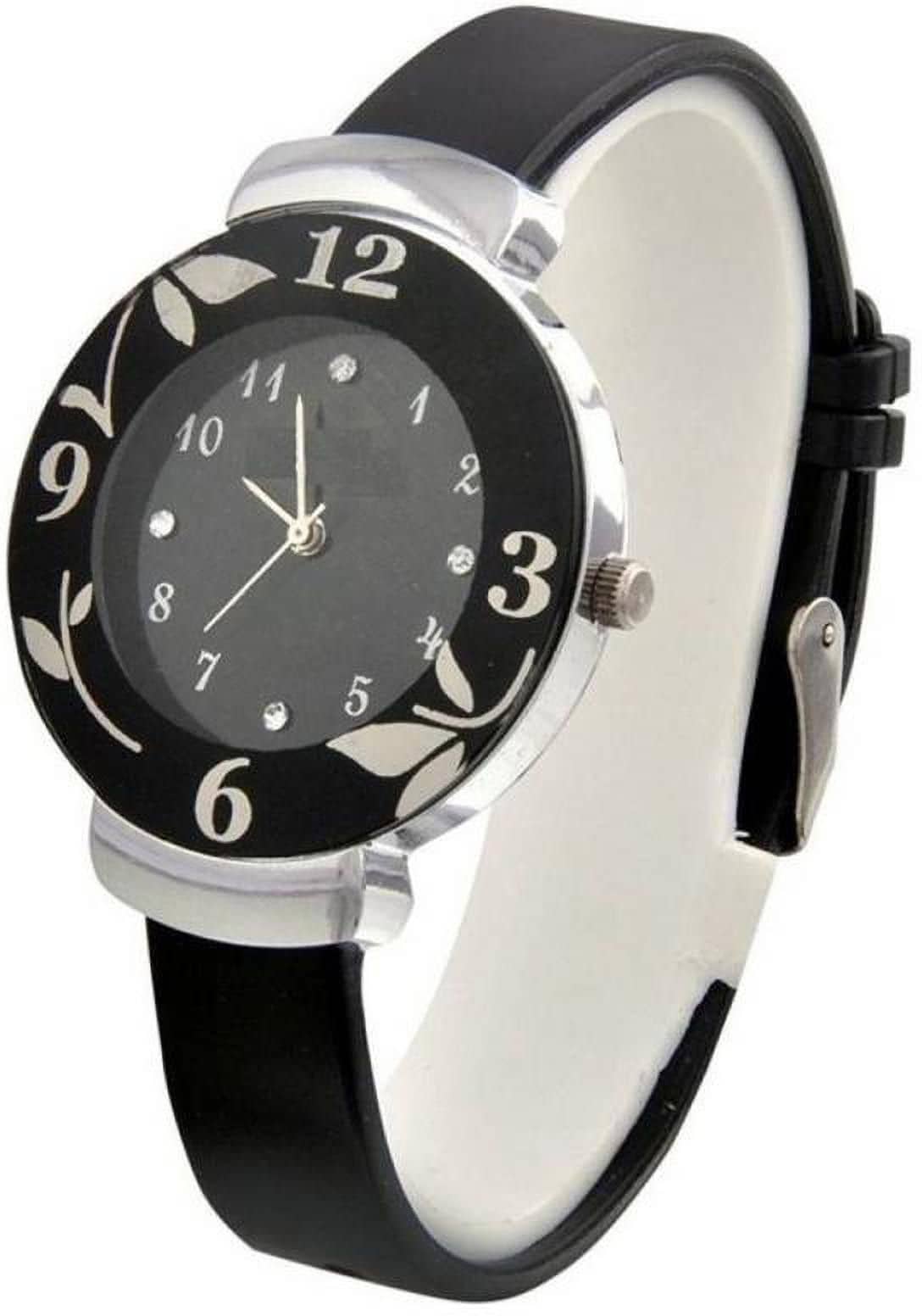 Shivark Black Leather Analog Womens Watch