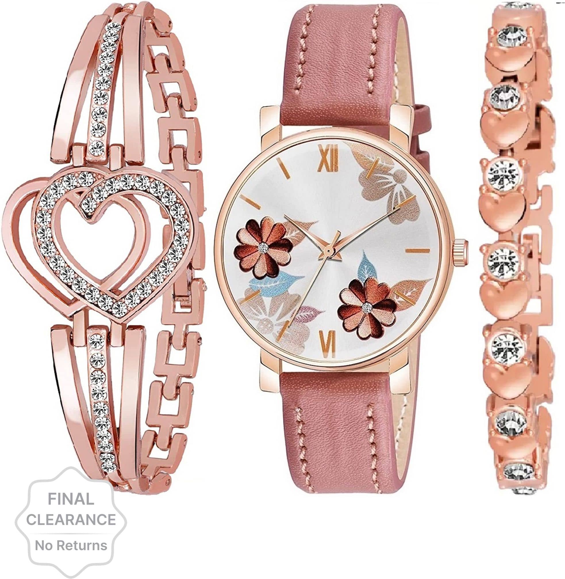 Shivark Pink Leather Analog Womens Watch