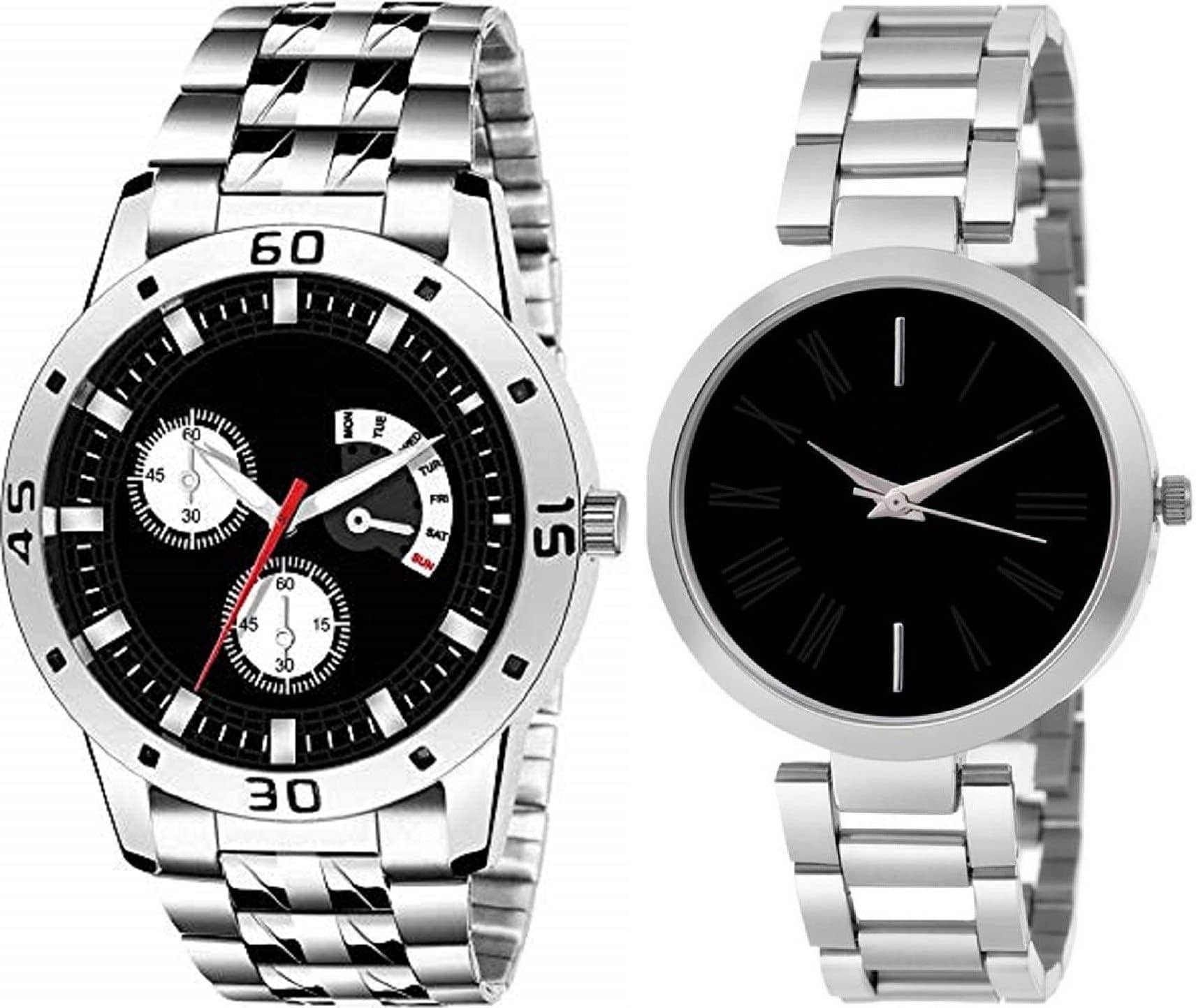 Shivark Silver Metal Analog Couple's Watch