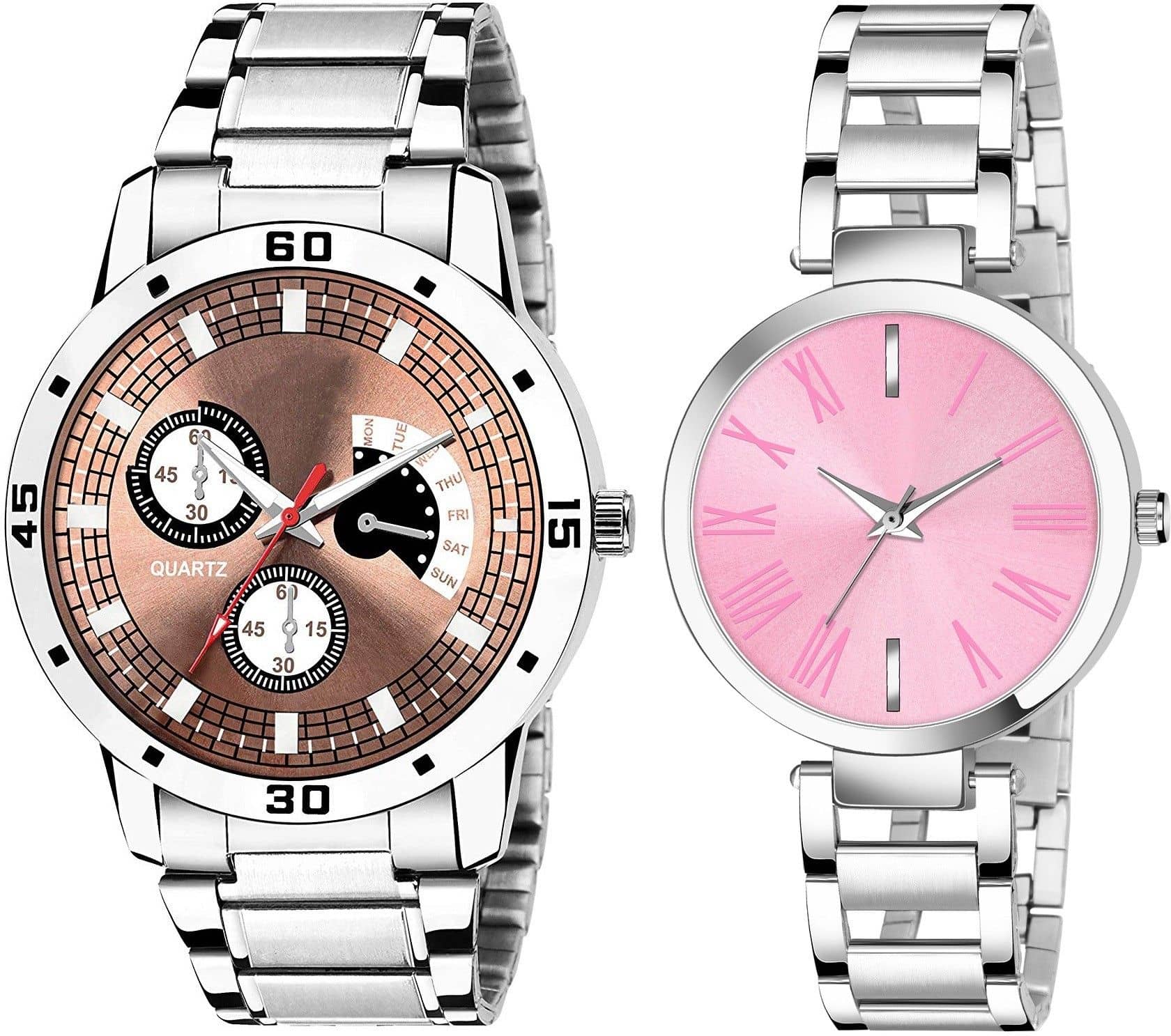Shivark Silver Metal Analog Couple's Watch
