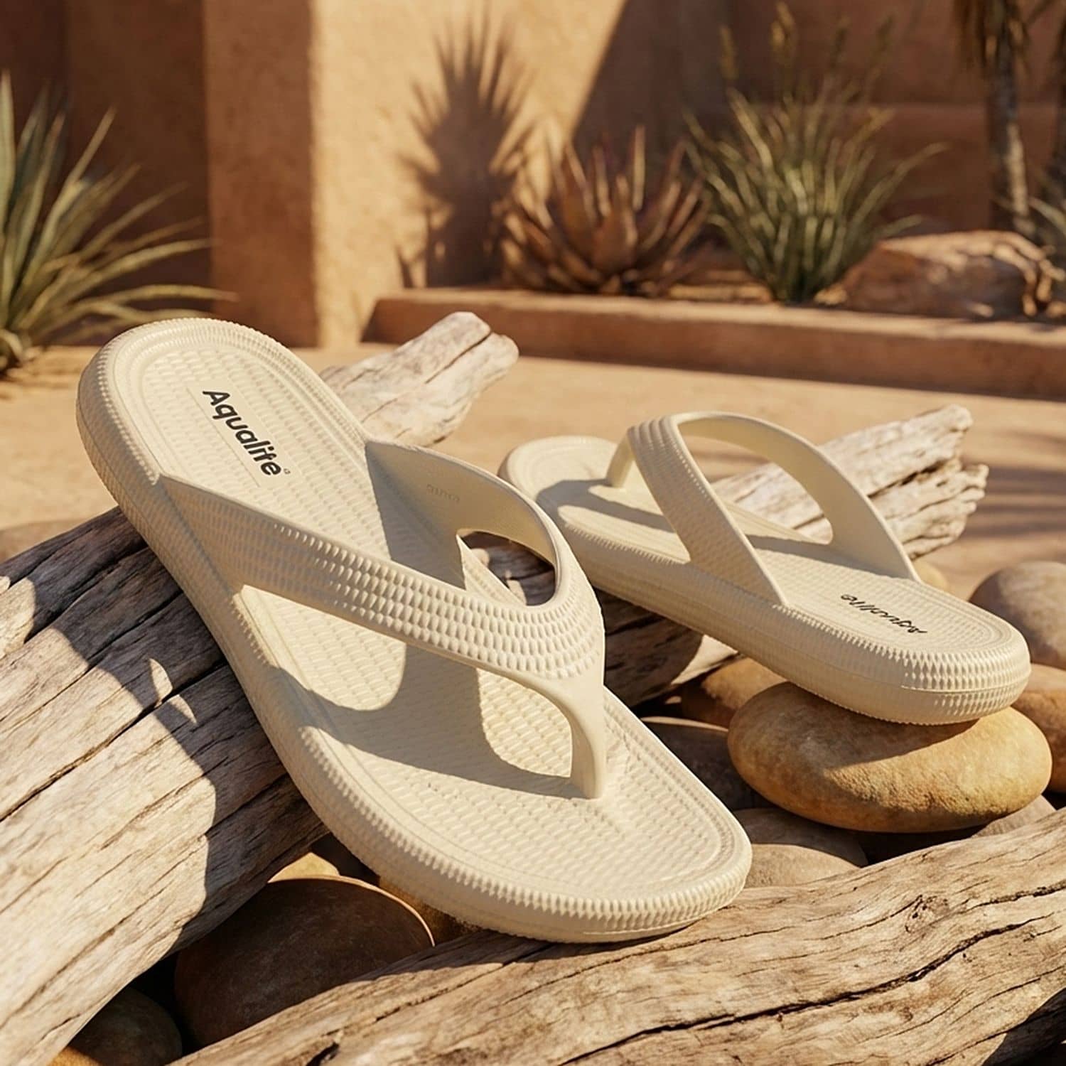 Aqualite Beige Women's Thong Flip Flop