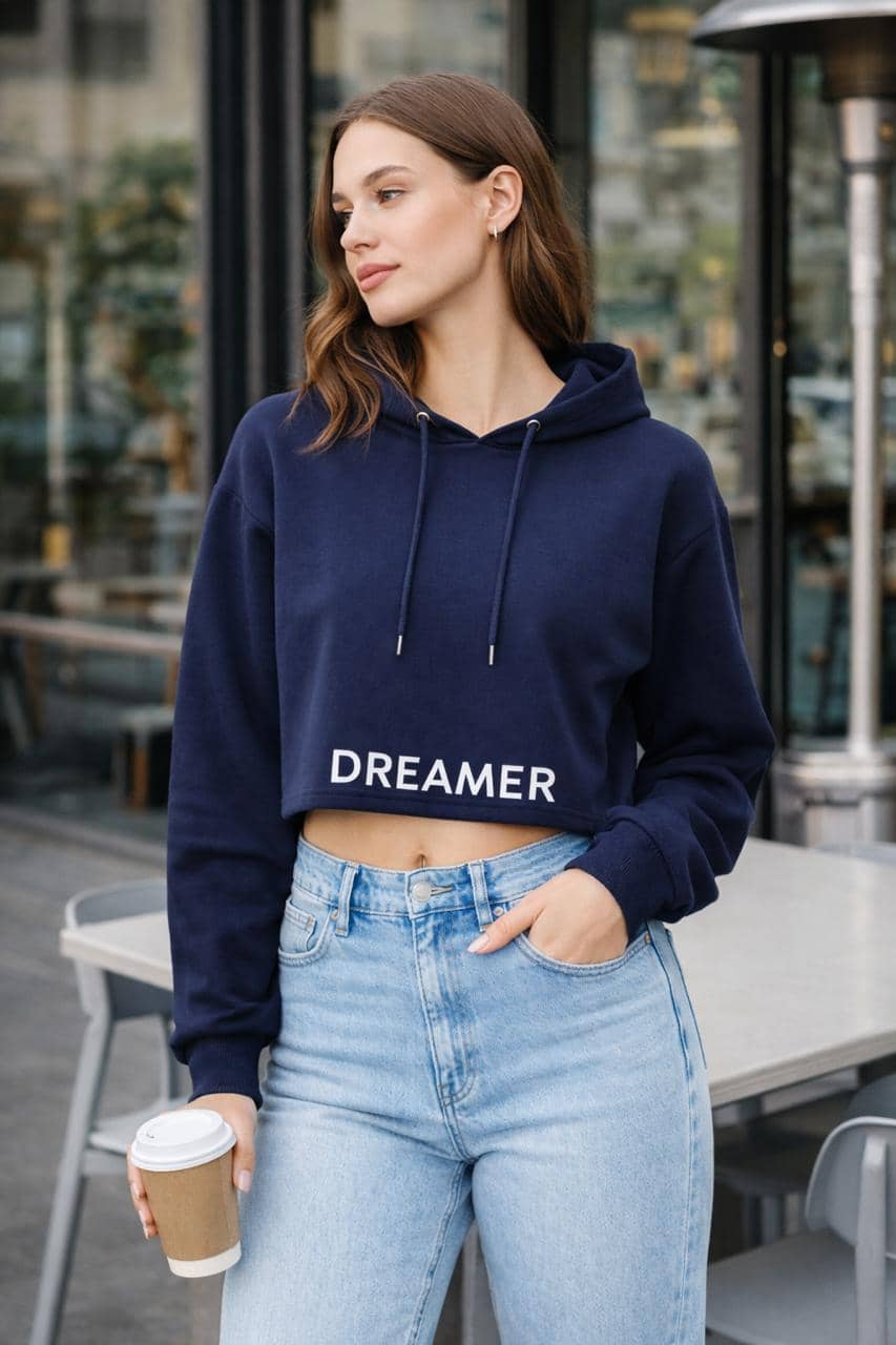 RF RAVES Women Fleece Hooded Sweatshirt For Heavy Winters ( Navy Blue )