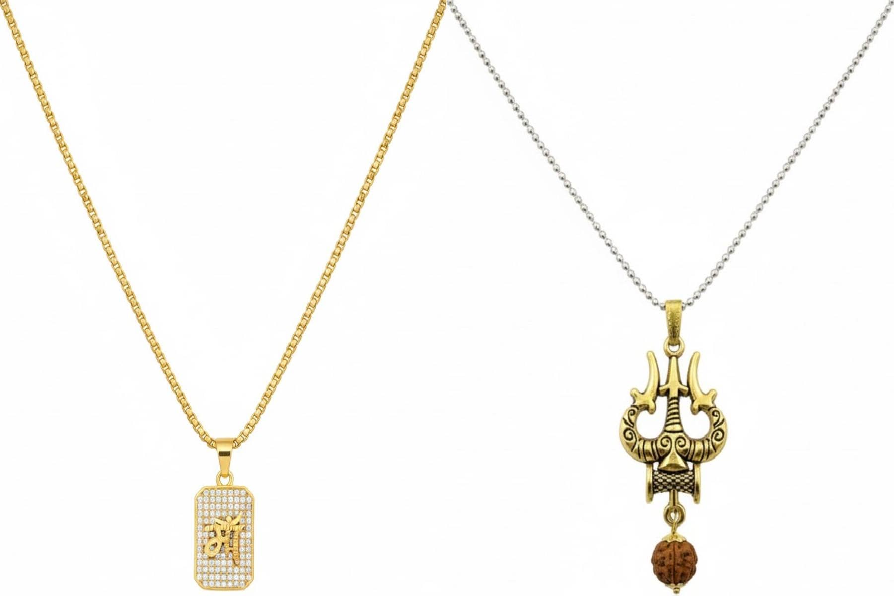 AKLINA Multicolor Men's Religious Pendant With Chain ( Pack of 2 ) - Jewellery Sets | Buy online on ZillyBuy