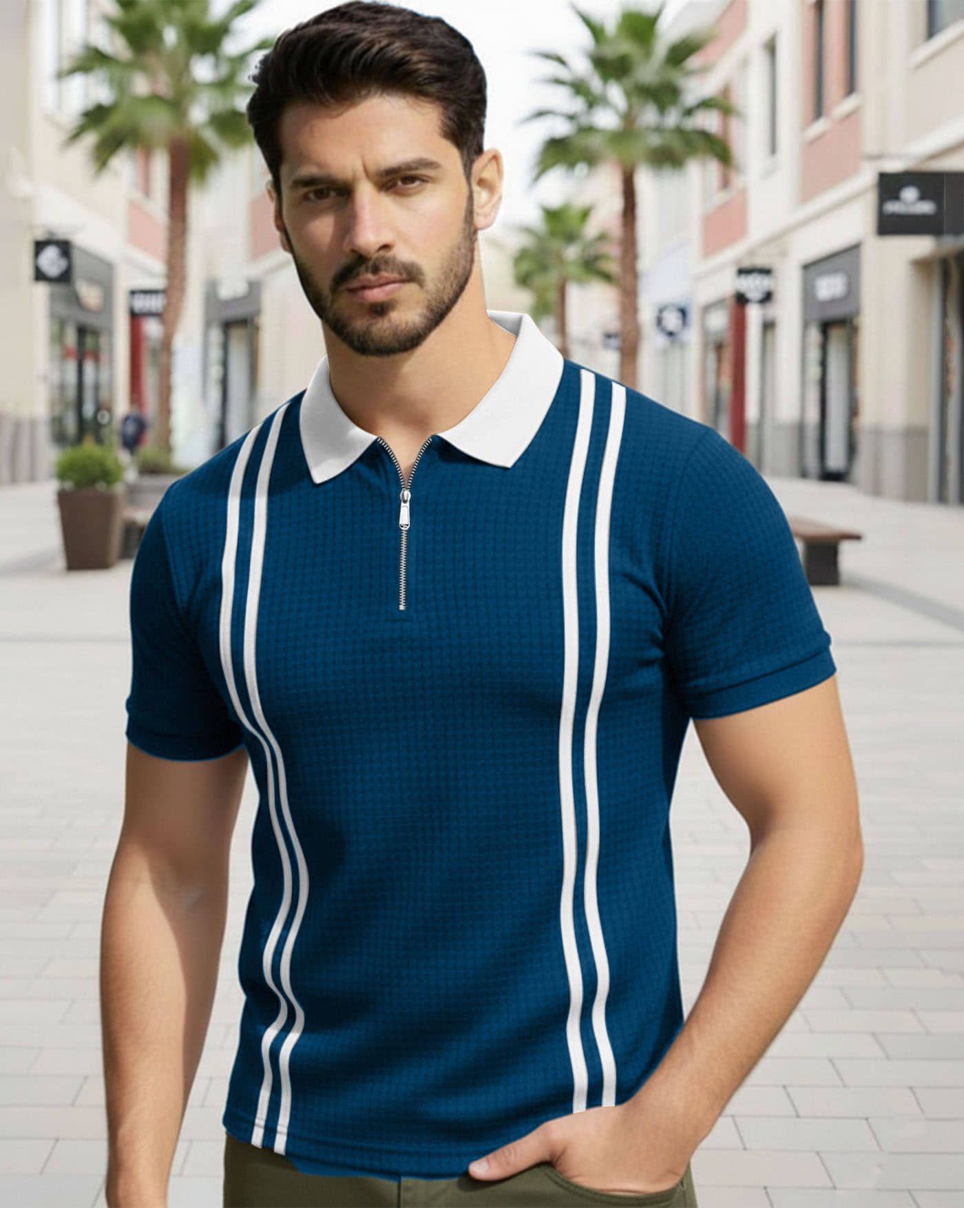 AUSK Men Cotton Blend Regular Fit Colorblock Polo T Shirt ( Black )