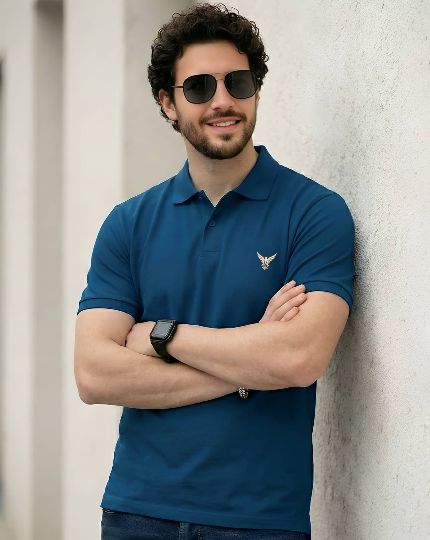 AUSK Men Cotton Blend Regular Fit Checks Polo T Shirt ( Black )