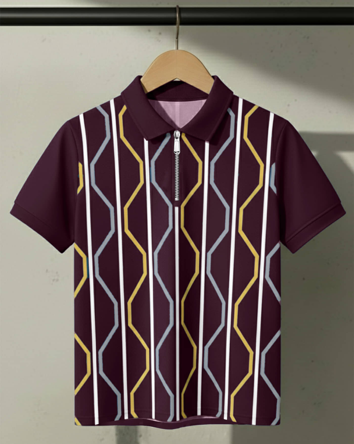 AUSK Men Cotton Blend Regular Fit Checks Polo T Shirt ( Purple )