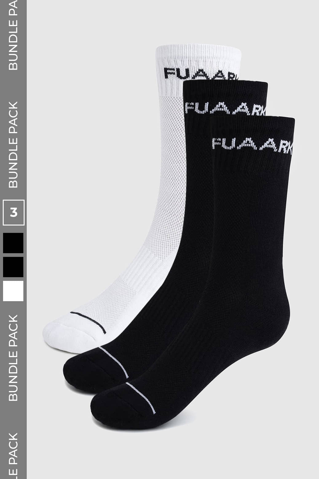 Fuaark Pack of 3 Men's Cotton Blend Mid Length Socks ( Black ) - Socks | Buy online on ZillyBuy