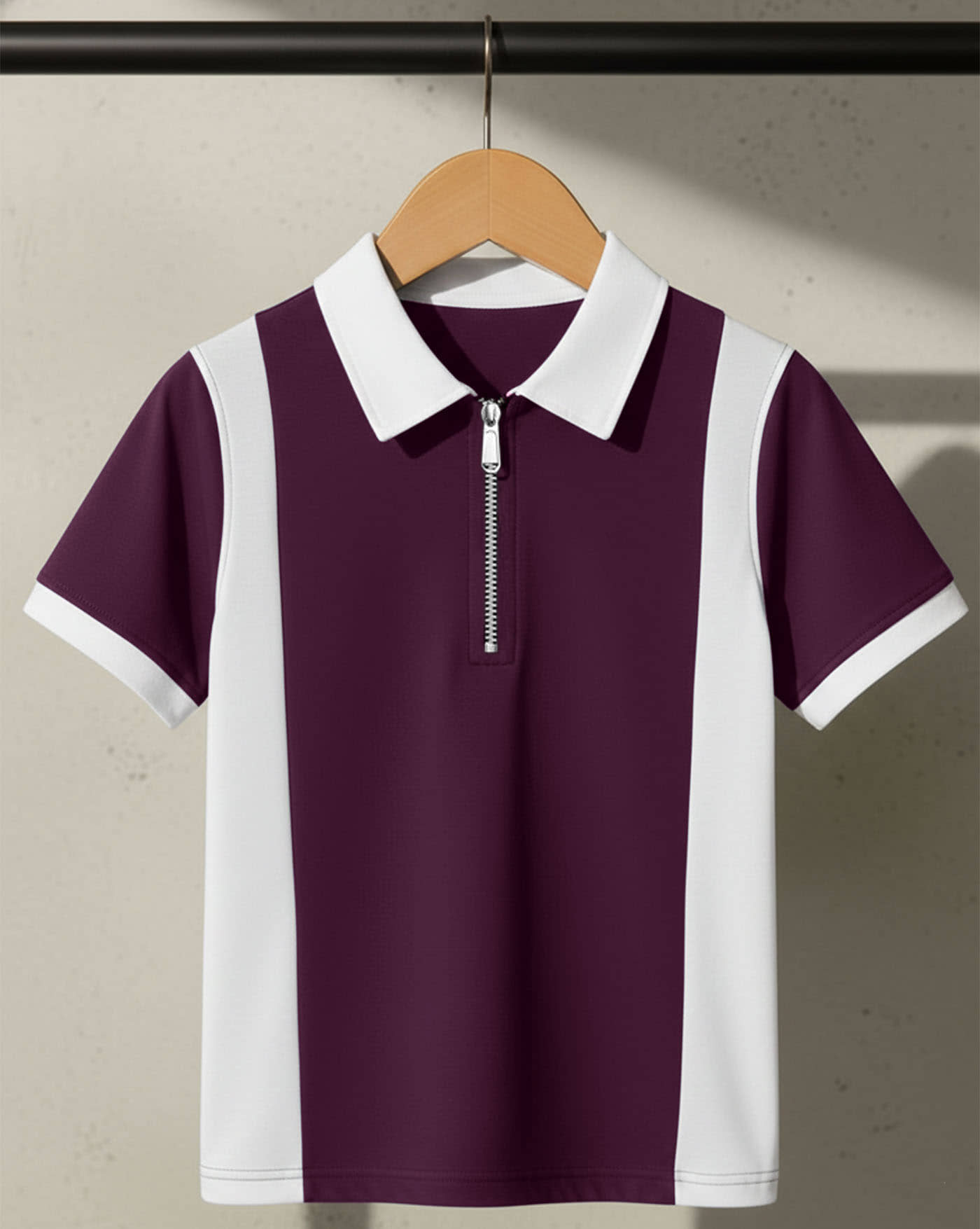 AOOSH Men Cotton Blend Regular Fit Striped Polo T Shirt ( Purple )