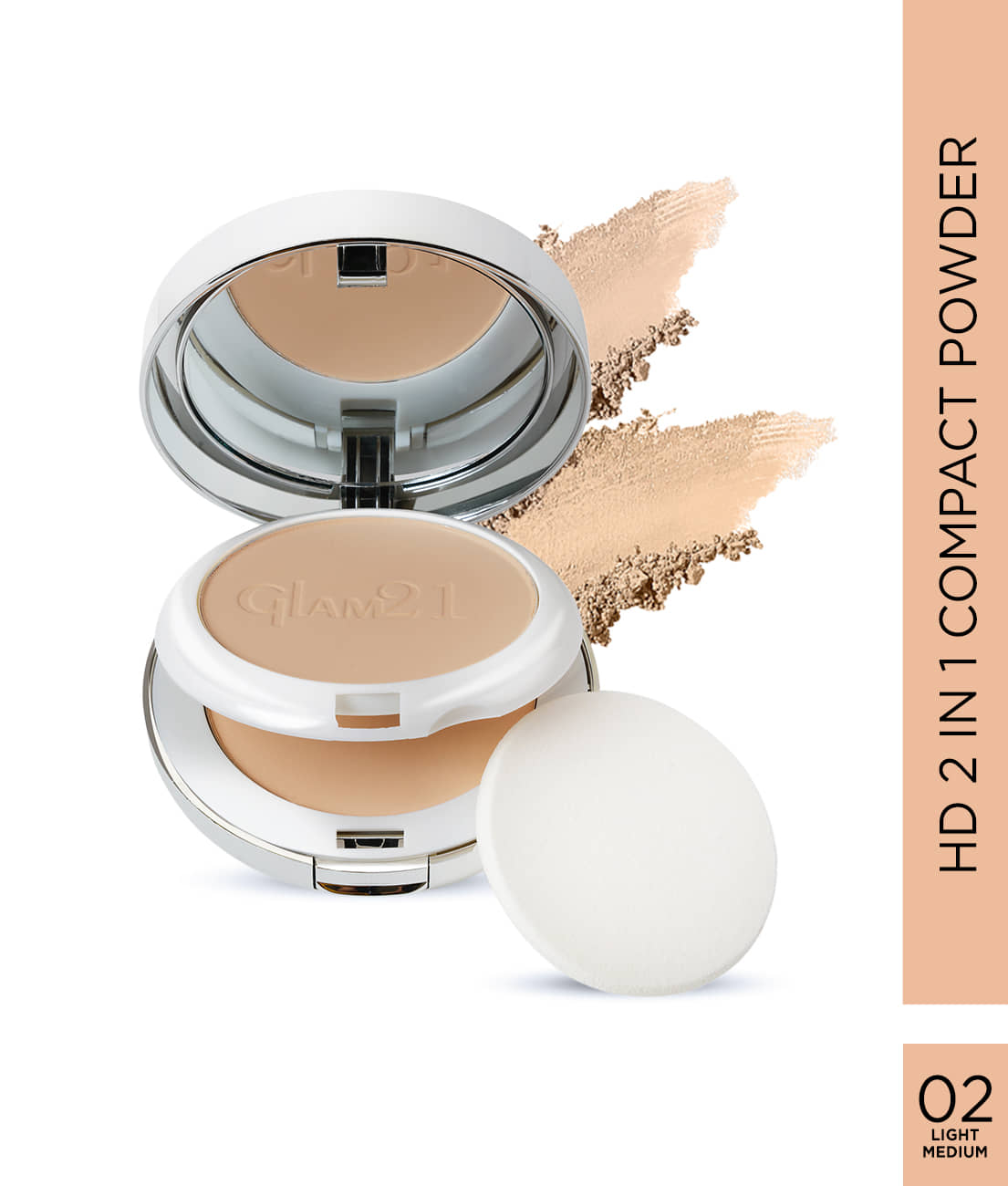 Glam21 "2 In 1" HD Compact Powder Oil Free Formula with 12hrs Stay Matte Finish 20gm Matte Ivory-04