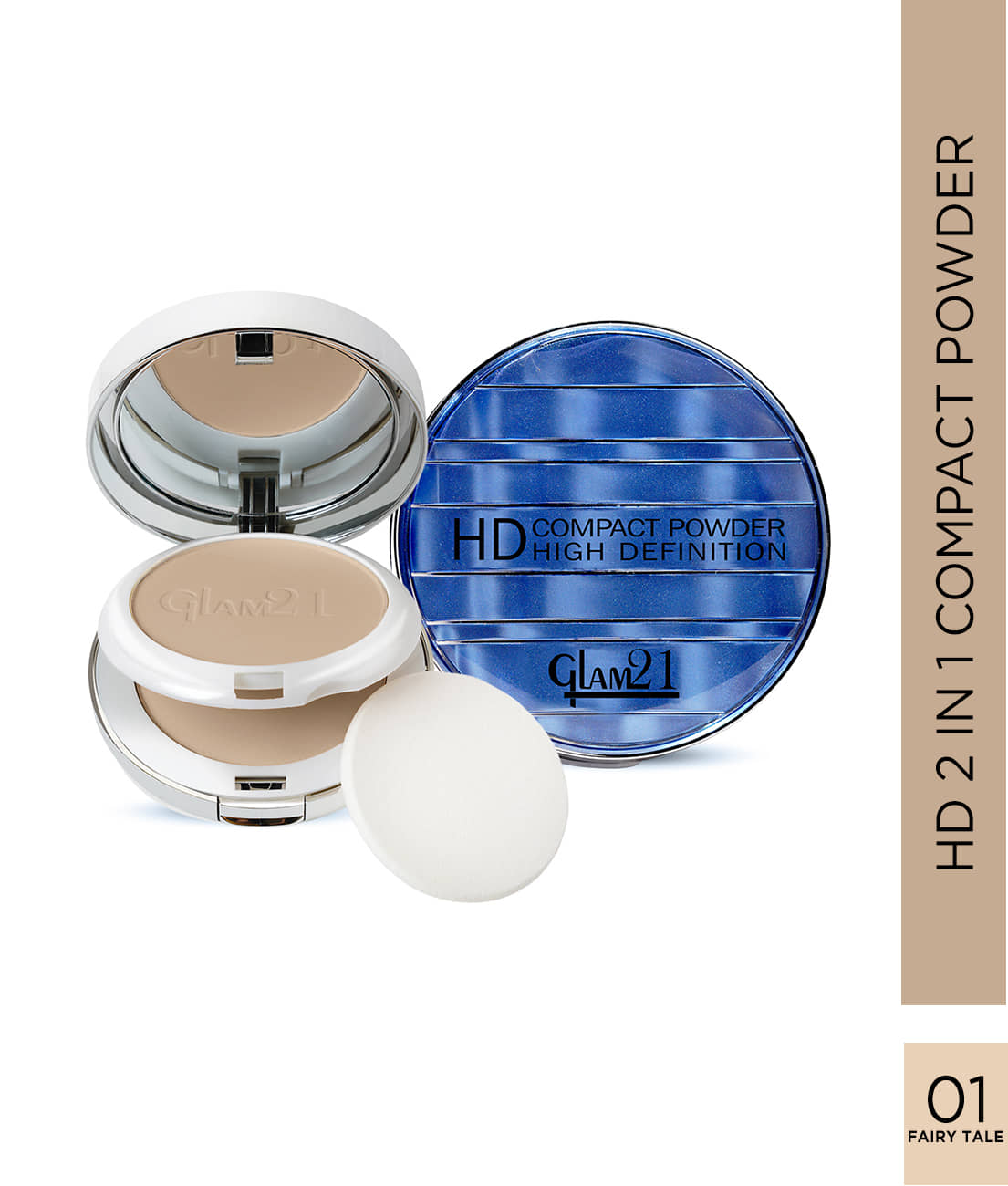 Glam21 "2 In 1" HD Compact Powder Oil Free Formula with 12hrs Stay Matte Finish 20gm Matte Ivory-04