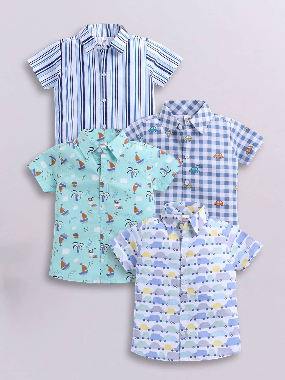 Little Ninja Pack of 4 Baby Boys 100% Cotton Half Sleeves Shirt ( Multicolor )