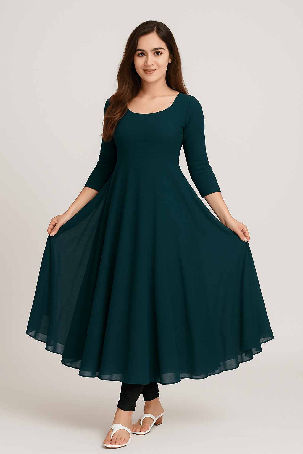 BOUGHT FIRST Women's Georgette Stitched Anarkali Ethnic Gown - Unstitched Fabrics | Buy online on ZillyBuy