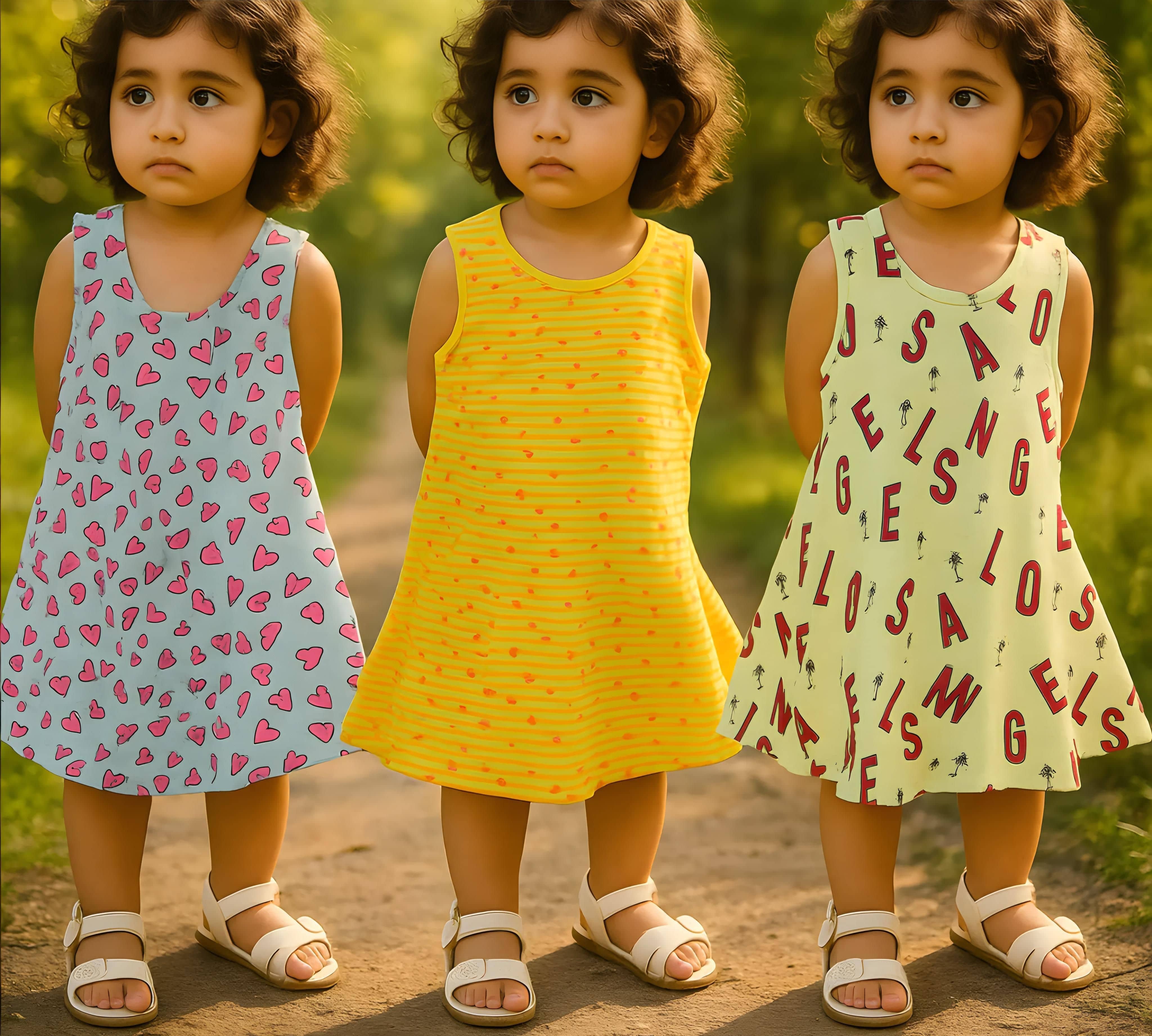 Clothe Funn Cotton Frock For Girls ( Pack of 1 , Multicolor )