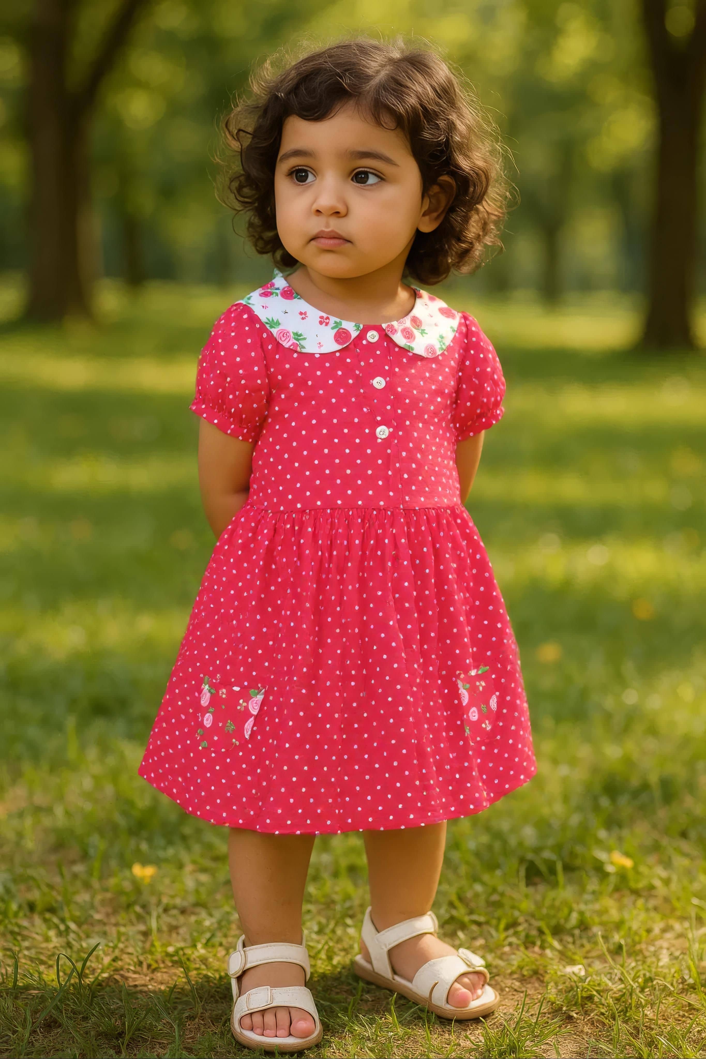 Clothe Funn Cotton Frock For Baby Girls ( Pack of 1 , Red )