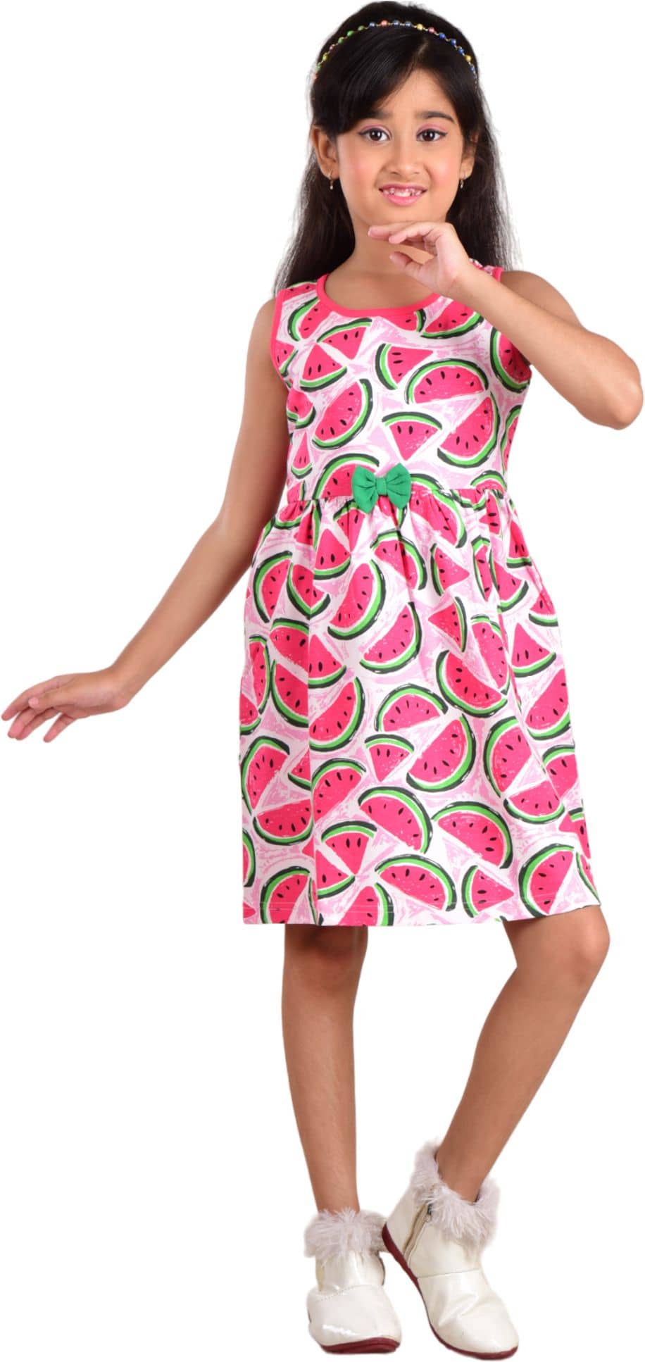 Clothe Funn Cotton Frock For Girls ( Pack of 1 , Multicolor )