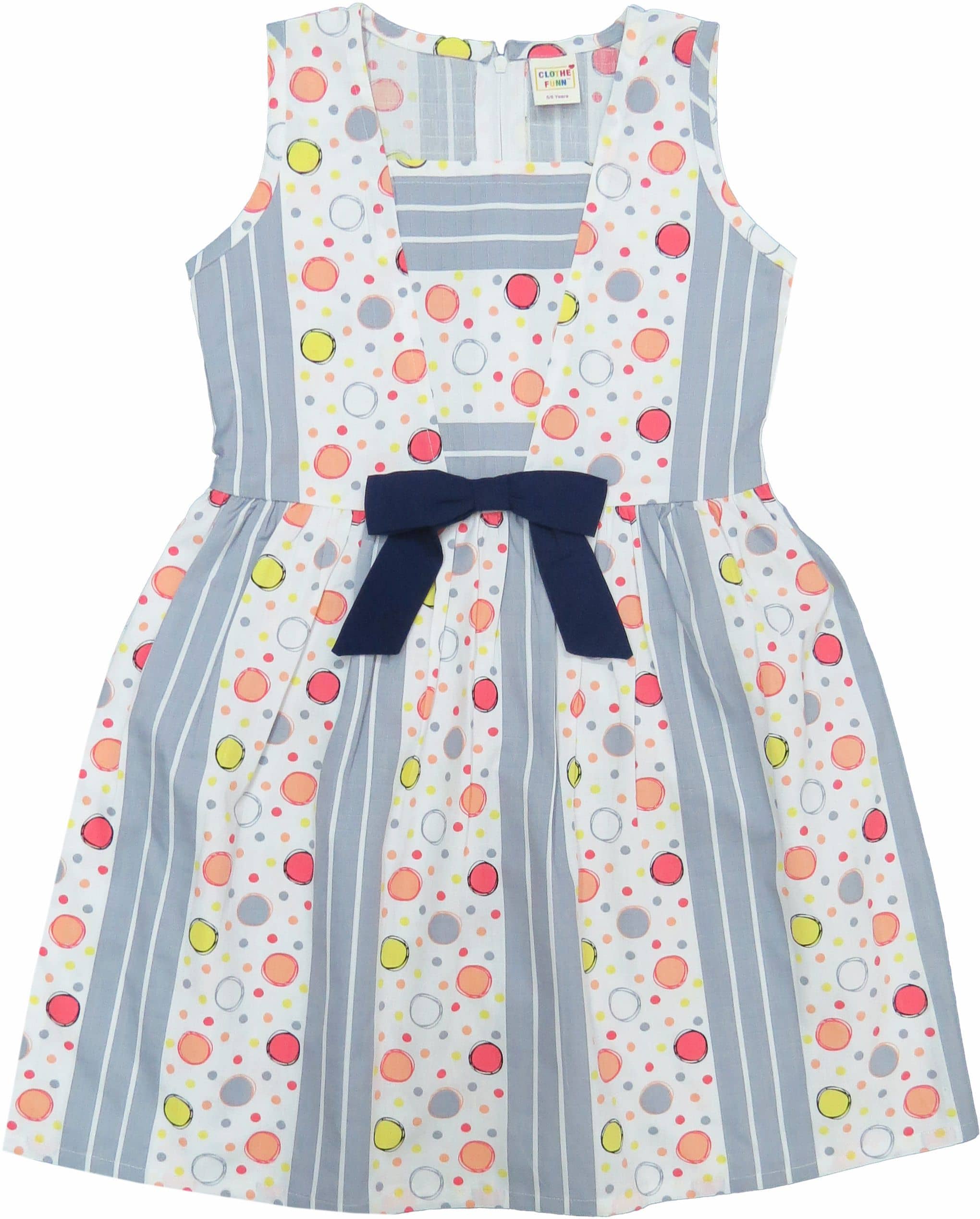 Clothe Funn Cotton Frock For Girls ( Pack of 1 , Grey )