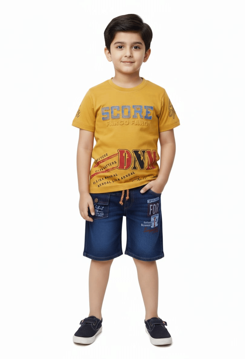 DS DRESSES Pack of 1 Boys Cotton Blend T-Shirt & Shorts Set ( Black )