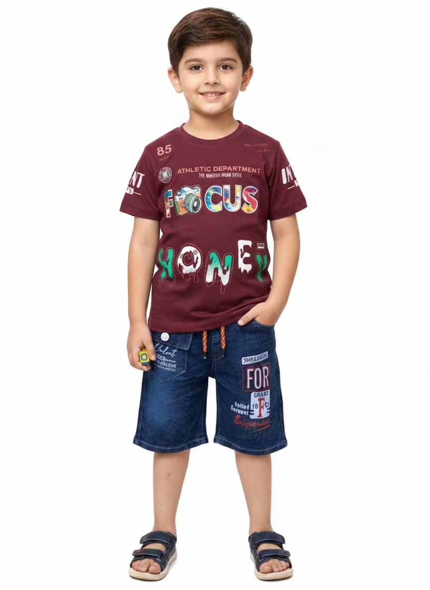 DS DRESSES Pack of 1 Boys Cotton Blend T-Shirt & Shorts Set ( Silver )