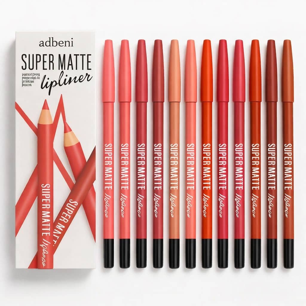 Adbeni Set of 12pc Matte Lip Liner Pencil Professional, Waterproof Multi 12