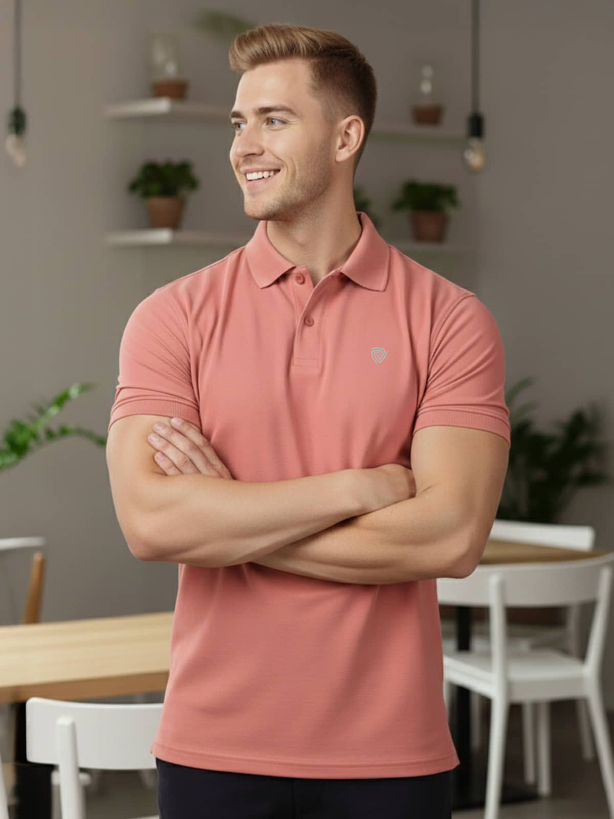 Lux Cozi Men Polyester Regular Fit Solid Polo T Shirt ( Dark Pink )