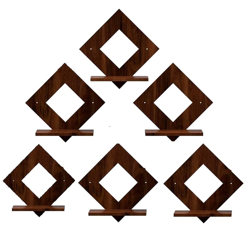 Pot Stand Set of 6 Pieces Decorative Wooden Wall Hanging Wooden Wall Shelf