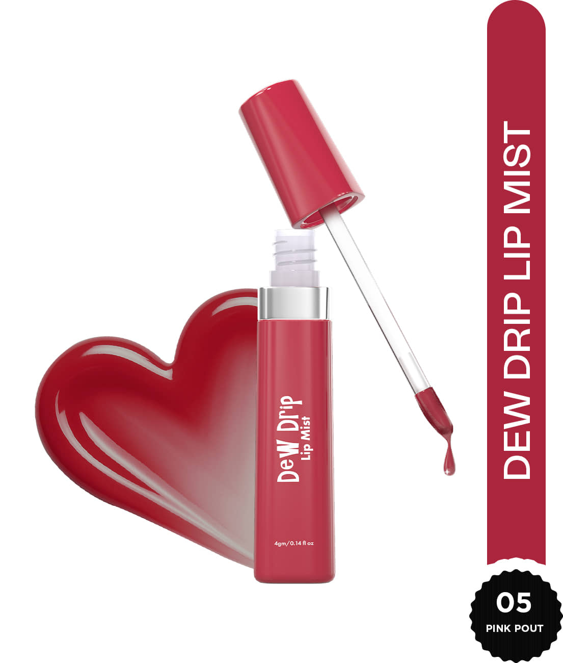 Glam21 Dew Drip Lip Mist Lipgloss With Hyaluronic Acid Almond Oil & Peach Fruit Extract 4 G, Pink Pout