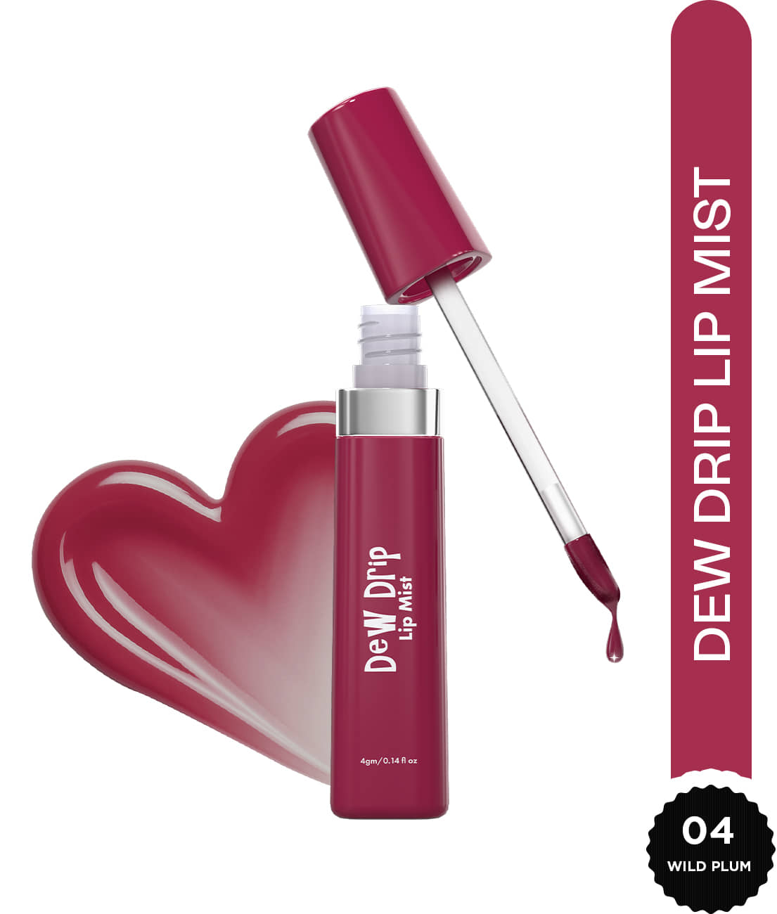 Glam21 Dew Drip Lip Mist Lipgloss With Hyaluronic Acid Almond Oil & Peach Fruit Extract 4 G, Wild Plum