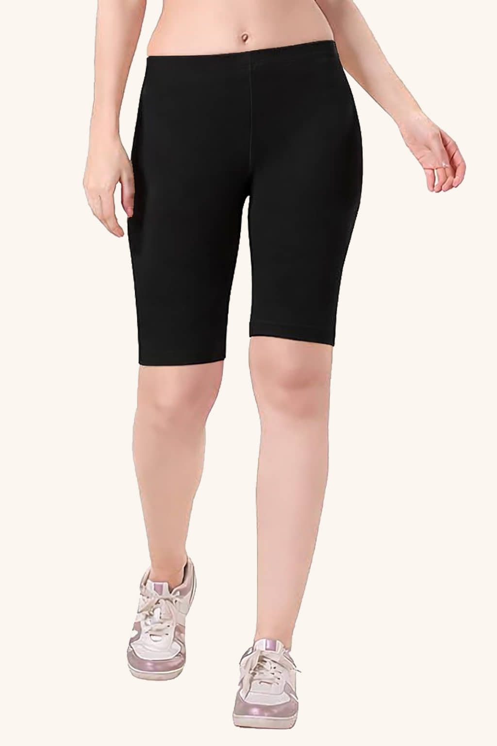 Outflits Women Cotton Lycra Regular Shorts ( Black )