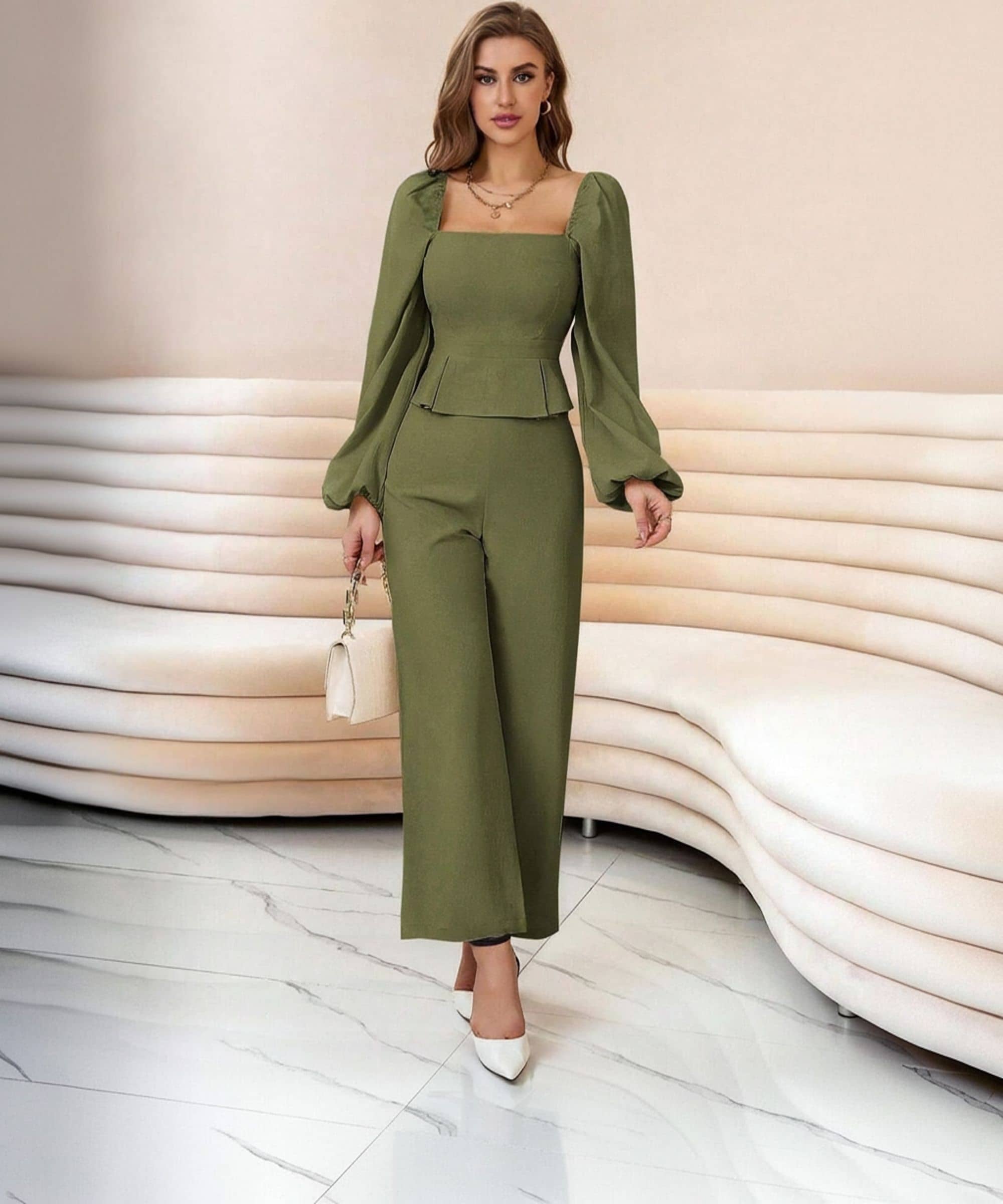 kotty Women Top With Trousers Co-Ord Set ( Green )