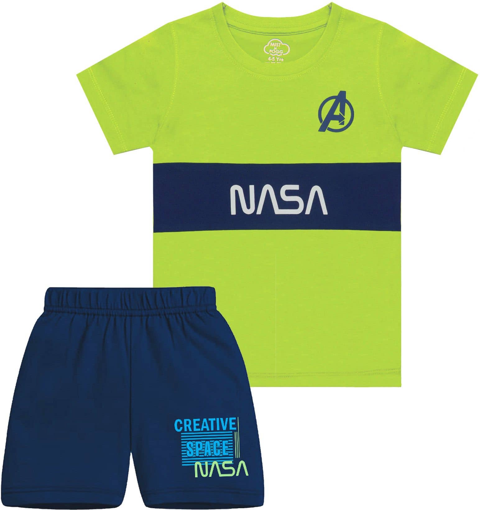 MIST N FOGG Pack of 1 Unisex Cotton Blend T-Shirt & Shorts Set ( Green )
